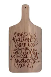 Creative Products One Nation Under God 8 x 17 Walnut Paddle Cutting Board