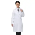 Women Long Sleeve White Scrubs Lab Coat Doctor Nurse Uniform