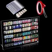 1PCS Transparent Acrylic Nail Art Display Holder, BetterJonny 50 PCS Nail Stand with 3M Double Sided Tape for Professional Salon False Nail Sample Display