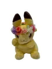 Blushing Pikachu Plush Adorable Flower Crown Pokemon 8in