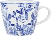 Gisela Graham Stoneware Mug, Navy Blue and White Rosehip Pattern, Floral Design