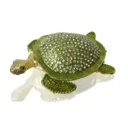 Green Turtle Trinket Box Hinged Rhinestone Jeweled Colorful Enamel Ring Box