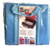 NOS Blue Coastar Shock Protected Nylon Zip Audio Cassette Organizer 24 Tape Case