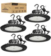 4Pack 300W UFO LED High Bay Light Industrial Commercial Warehouse, Dimmable NEW