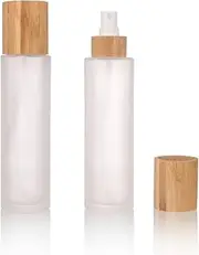 COSIDEA 12 pcs Empty 5oz /150ml bamboo lid Frost glass spray bottle with fine mist despenser head for liquid perfume toiletries containers, toner bottles