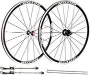 700C Racing Road Bicycle Wheelset Aluminum Alloy 5 Bearing V- Brake 7-8-9-10-11 Speed Free Wheel (Color : A)