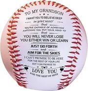 CENGNIAN Baseball Gifts for Grandson Boys, to My Grandson - You'll Never Lose, Personalized Baseball, Grandson Gifts from Grandma, Baseballs for Son, Baseball Gifts for Men, Graduation Gifts for Boys