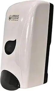 Spruce Hygiene Manual Hand Soap Dispenser 1000ml Wall Mounted Shower Gel Dispensers No Drill Pump Easy to Use Lightweight Durable Liquid Holder for Kitchen Toilet Bathroom Washroom Restaurant White
