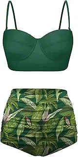 [Angerella] Women Vintage Polka Dot High Waisted Bathing Suits Bikini Set