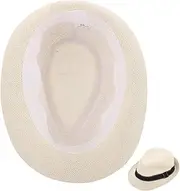 [CLISPEED] Boys Straw Sun Hat Breathable Comfortable Short Brim Summer Beach Hat for Outdoor Travel Solid Color Design for Stylish Sun Protection White