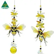 Bumble Bee Crystal Suncatcher gift, hanging glass rainbow prism suncatchers