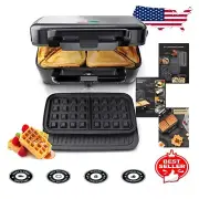 Versatile 3-in-1 Sandwich Maker with 5-Gear Temperature Control - Modern Design