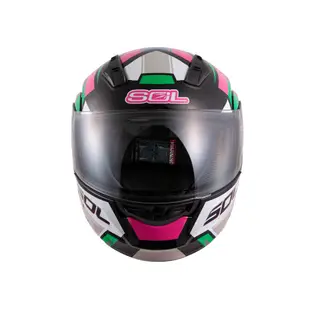 【SOL Helmets】SM-3可掀式安全帽 (原子動力_黑/粉綠) ｜ SOL安全帽官方商城