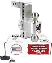 Weigh Safe LTB8-2, 8" Drop 180 Hitch w/ 2" Shank/Shaft, Adjustable Aluminum Trailer Hitch & Ball Mount, Stainless Steel Combo Ball (2" & 2-5/16") and a Double-pin Key Lock