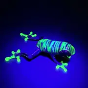 Handblown Art Glass UV Reactive Frog Figurine Borosilicate Sculpture Paperweight