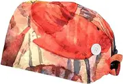 [FVQL] Pack of 2 Surgical Cap Nursing Hats for Women, Scrub Cap, Flower and Butterfly Vintage Pattern