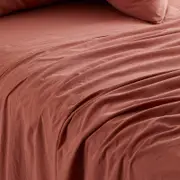 MyHouse Stonewash Flat Sheet 285X260cm 100% Cotton - Clay - King