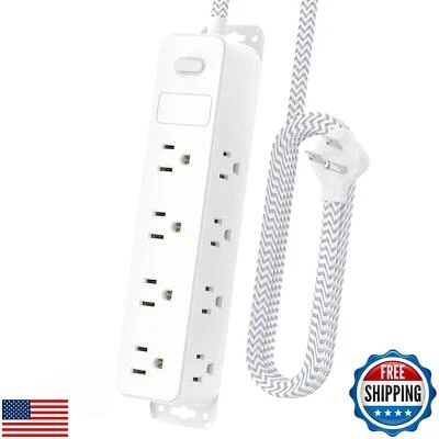 DYZYCLICAL Surge Protector Power Strip, 5ft Braided Flat Plug Extension Cord,