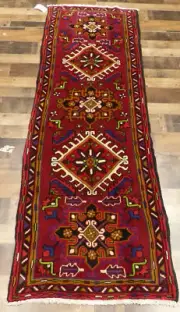 2'5"x7'2 Handmade Plush wool Authentic Karajeh Herizz Azerbaijan area rug runner