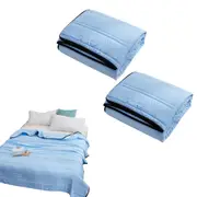 2Pcs Cooling Quilt Air Condition Lightweight Summer Blanket for Hot Sleeper-Blue