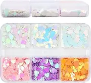 Nail Sequins | 6 Colors Heart Nail Crafts Glitter Sequins,Japanese Manicure Art Holographic Confetti Crafts Decals for Date Journals Travel