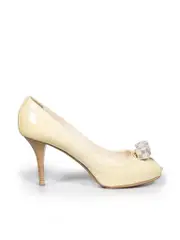Yellow Patent Damier Azur Heels