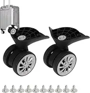 Beufee Luggage Suitcase Wheels, 1Pair Nylon Black Wheel Replacement Parts Roller Suitcase Tourister Travel Trunk Caster for Replacement