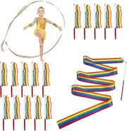 XUTONG 15PCS Dance Ribbon,Rainbow Party Dance Ribbons for Rhythmic Gymnastics Birthday Party Decoration Supplies