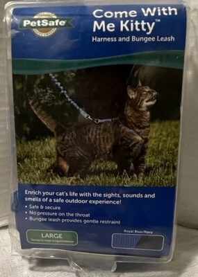 Pet Safe Come With Me Kitty Outdoor Cat Harness Bungee Leash Open Box