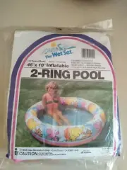 Vintage 1983 INTEX The Wet Set Jungle 2-Ring Inflatable Vinyl Pool 46” x 10”