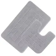 Bath Rug Set 2 Piece Grey Non Slip Bathroom Contour Rug 21x34"+20x20" New Grey
