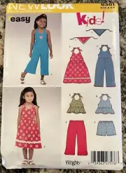 CHILDS GIRLS UNCUT NEW LOOK 6361 Sewing Pattern PANTS SHORTS JUMPSUIT SIZE 3-8