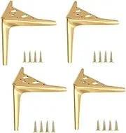 Hysgscwd 4Pcs 12 cm Gold Metal Furniture Legs, Replacement Couch Legs, Heavy Duty DIY Sofa Feet, Modern Short Cabinet Legs for Coffee Table Dresser Chair Cabinet Bookshelf Desk Bench Nightstand Bed