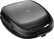 [Tefal] SW341B Snack Time 2-in-1 Combination Waffle Iron and Sandwich Toaster, 2 Removable, Non-Stick Plate Sets, Dishwasher Safe, Heat-Insulated Handle, 700 W, Grey/Black