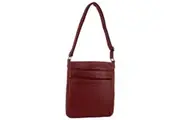 Milleni Ladies Nappa Leather Zip Closure Cross Body Bag Travel - Red