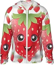 [LHBWCVN] UPF 50+ Light Jacket Full Zip Sun Protection Hoodie for Women Men Long Sleeve Strawberry Sun Shirts
