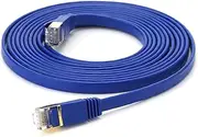 GUYOS Cat 7 Ethernet Cable 32AWG Oxygen-Free Copper 10Gbps High Speed 600 Bandwidth Flat Internet Network LAN Patch Cord, Blue 20m