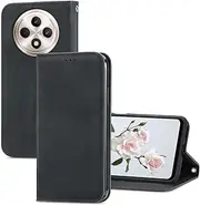 [YUEQIAN] Case for Oppo Reno 12F 4G/Oppo Reno 12 FS 5G (Reno12 F 5G), Premium PU Leather Flip Wallet Phone Case, with [Card Slot] [Magnetic Closure] [Foldable Stand] Shockproof Protective Case, Black