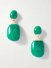[Dinosaur Designs] Dinosaur Designs - River Rock Small Gold-plated And Resin Earrings - Turquoise - One size One size Blue
