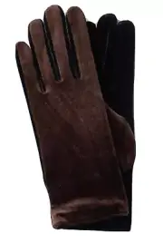NWT Pair of Velour Gloves Stretch OSFA Espresso Top Black Bottom