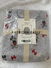 American Eagle AE x Disney Mickey Mouse Plush PJ Set Cropped Shirt/Shorts~Gray~S