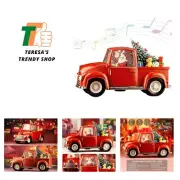 Lighted Vintage Red Truck Decor, 11.3" Musical Christmas Snow Globe with Swir...