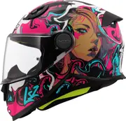 LS2 FF812 Kid Ciberg Kids Helmet, pink-green-blue, Size L Pink Green Blue