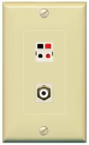 RiteAV 1 Port Speaker Plug Jack Wall Plate+RCA for Subwoofer 1 Gang Ivory/Ivory