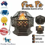 Fire Pit Outdoor Patio Fireplace Heater Garden Portable Camping Steel Firepit AU