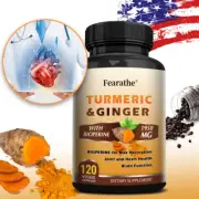 Turmeric & Ginger - 95% Curcuminoids 1950mg Max potency w BioPerine