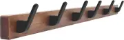 Coat Hooks, Wall Mounted Coat Rack, Walnut Wood Coat Rack with 6 Hooks for Hangi