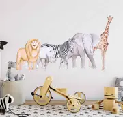 African Animals Australian Design Hand Painted Peel & Stick, Removable Wall Decal. Nursery, Kids Playroom, Kids Teens Bedroom