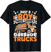 [X.Style] Just A Boy Who Loves Garbage Trucks for Toddler Boys Kids ds419 T-Shirt (S) Black