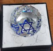 RARE Swarovski Crystal Colors Blue STAR OF DAVID Faceted Paperweight NEW IN BOX